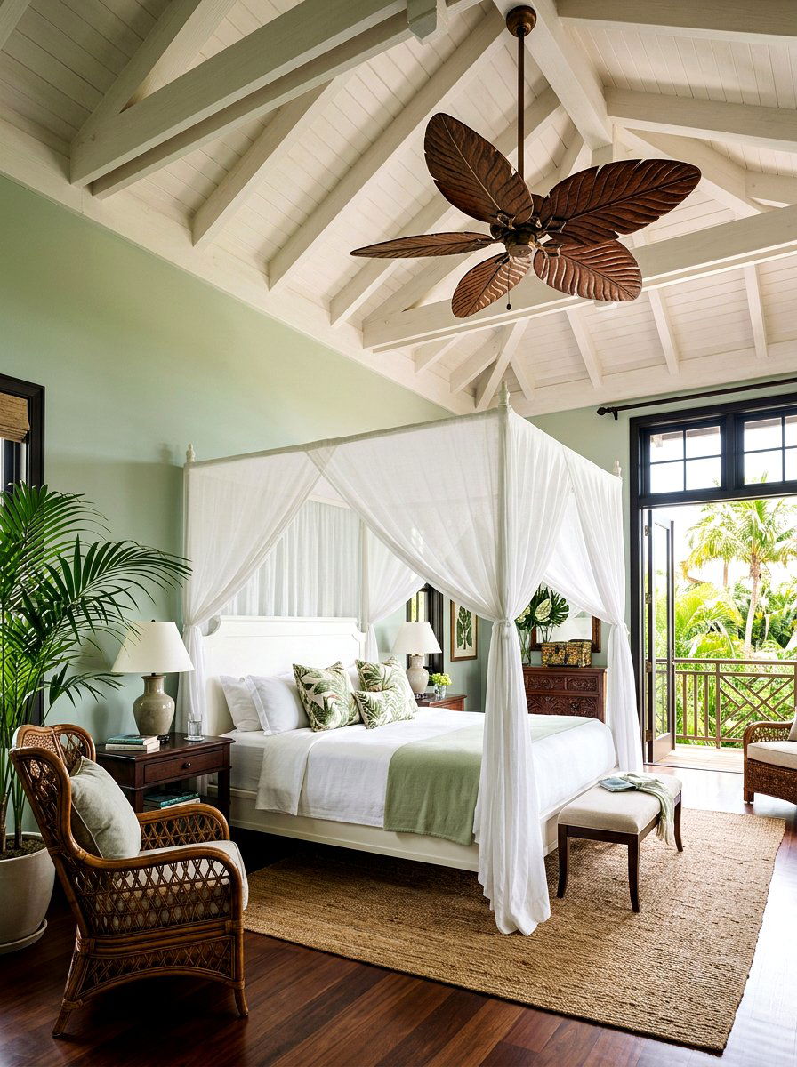 Palm Frond Ceiling Fan - 30 palm beach decor ideas