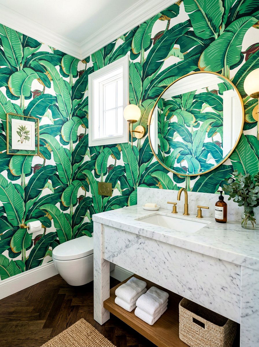 Palm Leaf Wallpaper Bathroom - 30 southern prep decor ideas