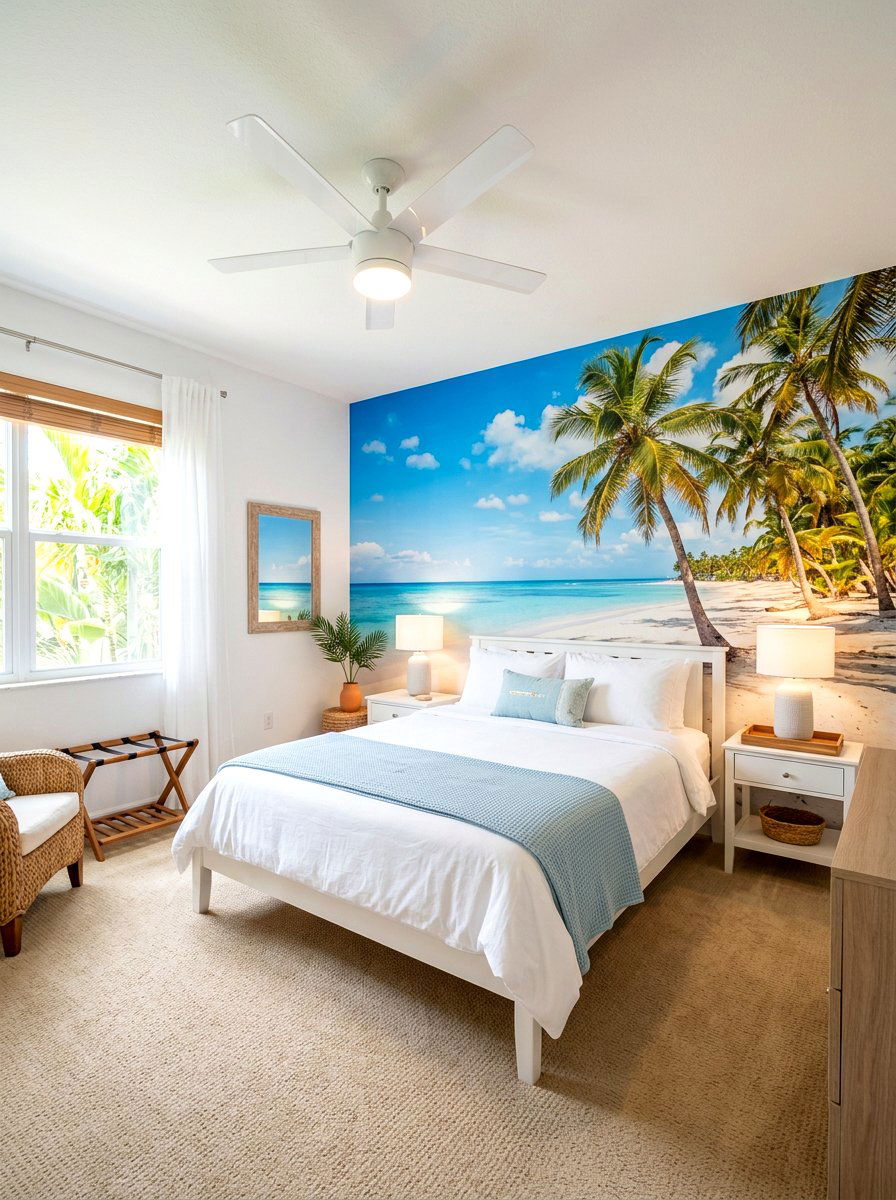 Palm Tree Beach Mural - 30 landscape mural wall ideas