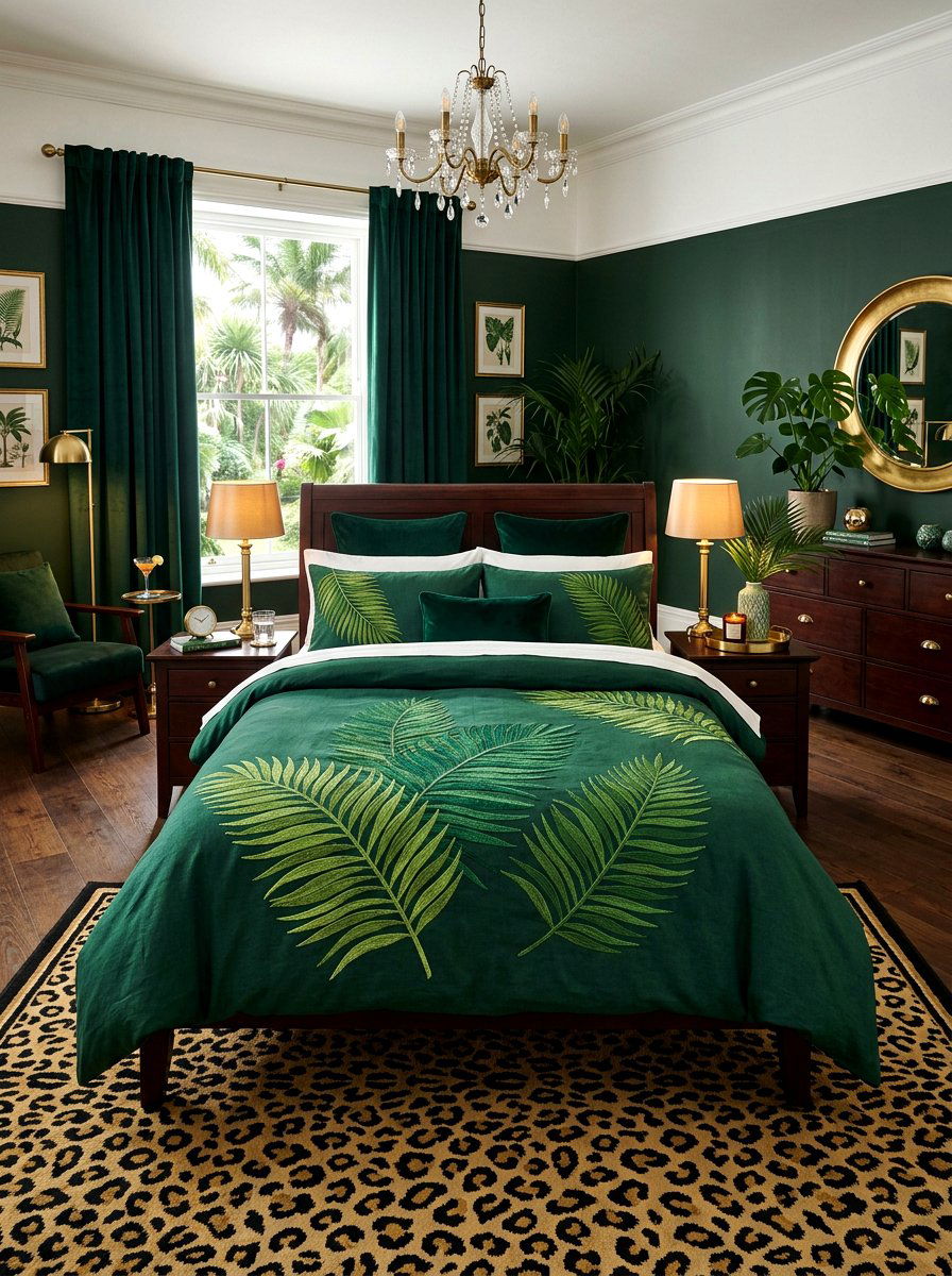 Palm leaf duvet - 30 embroidered bedding ideas