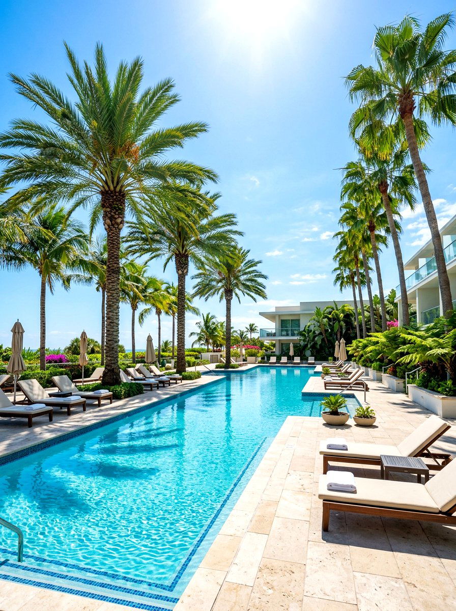 Palms for pool area - 30 tropical pool landscaping ideas