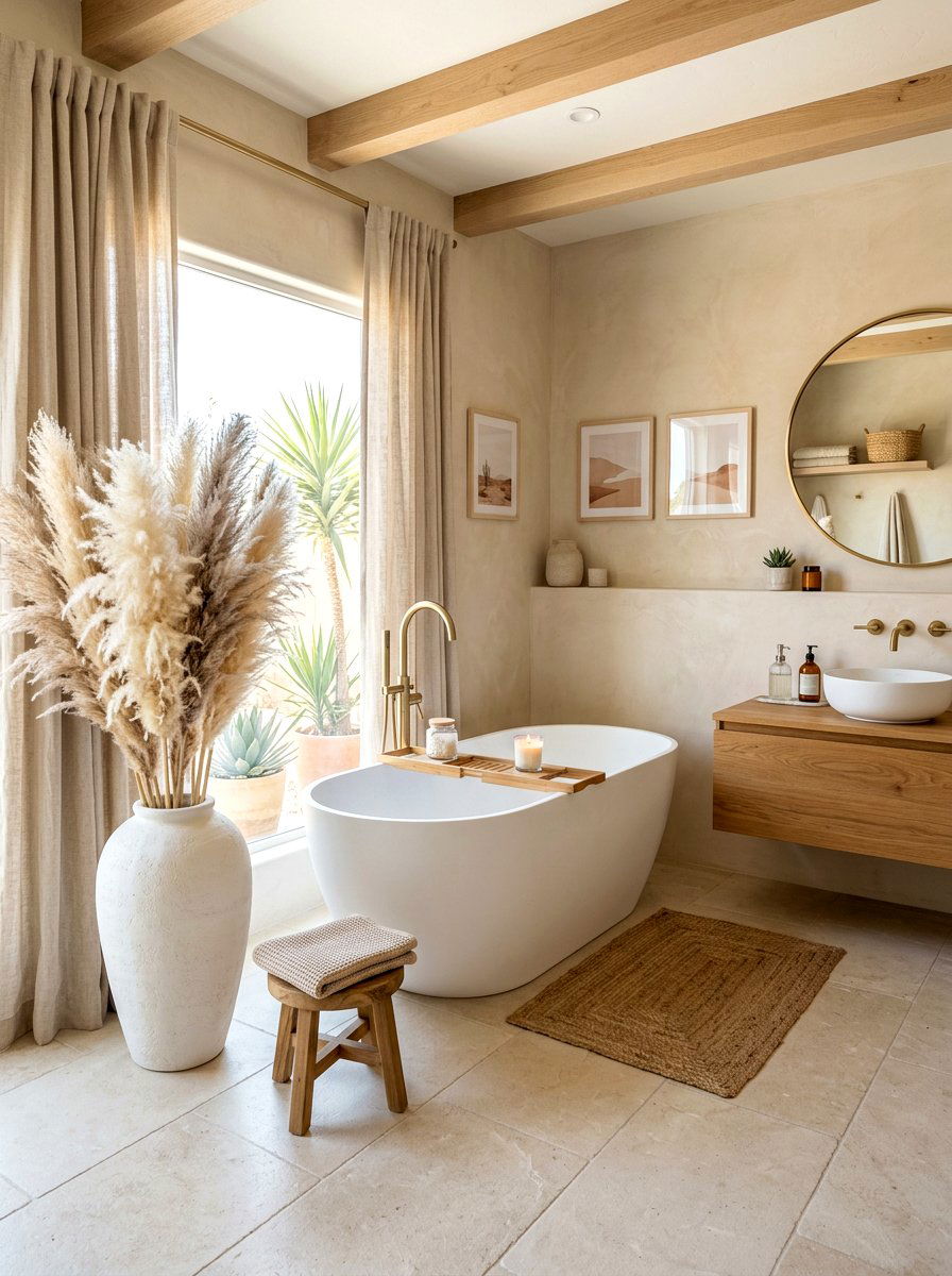 Pampas Grass Bathroom - 30 boho bathroom ideas
