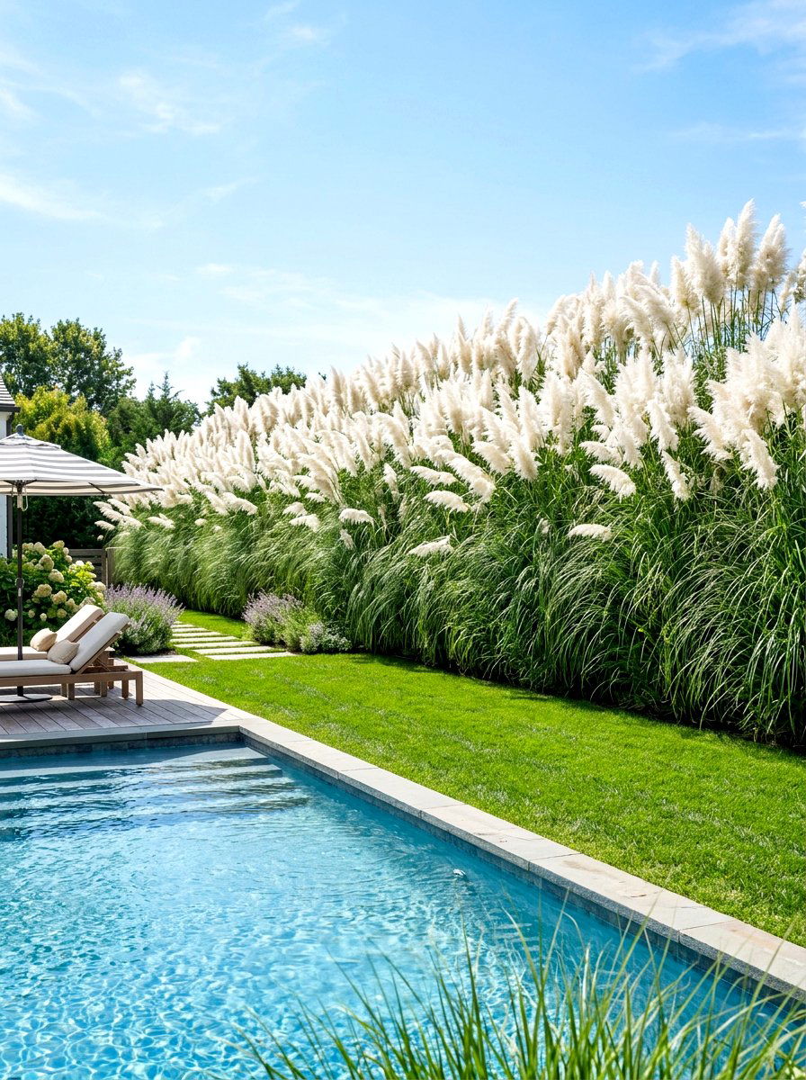 Pampas Grass Privacy Screen - 30 ornamental grass garden ideas