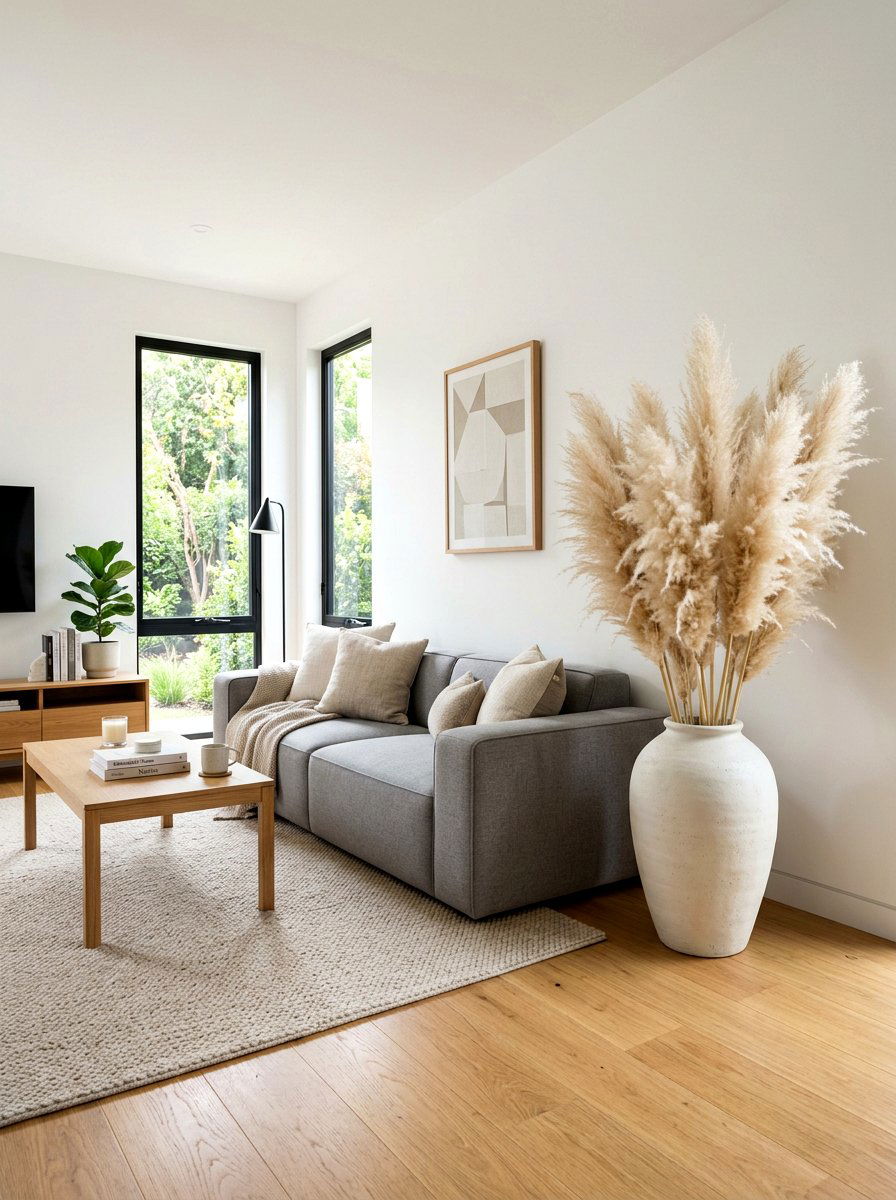 Pampas Grass Vase - 30 dried flower decor ideas