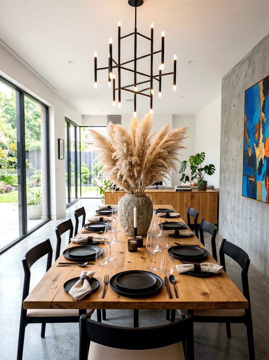 Pampas grass dining table centerpiece - 30 pampas grass decor ideas