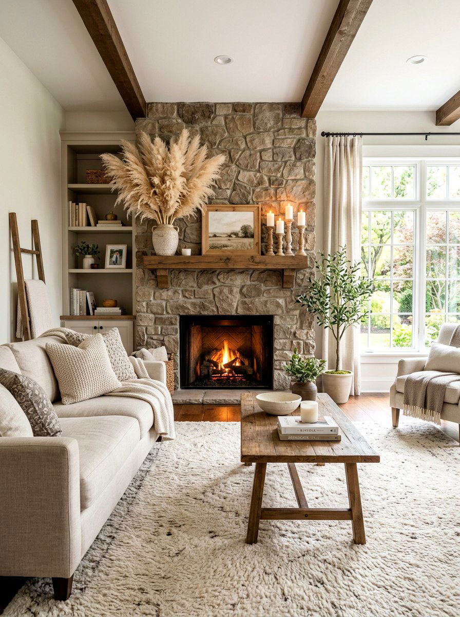 Pampas grass fireplace mantel decor - 30 pampas grass decor ideas