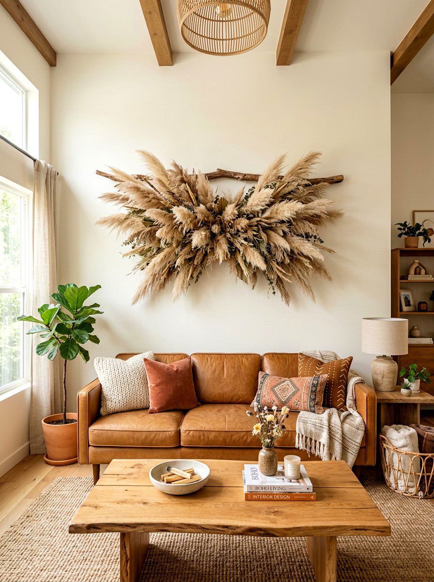 Pampas grass wall hanging decor - 30 pampas grass decor ideas