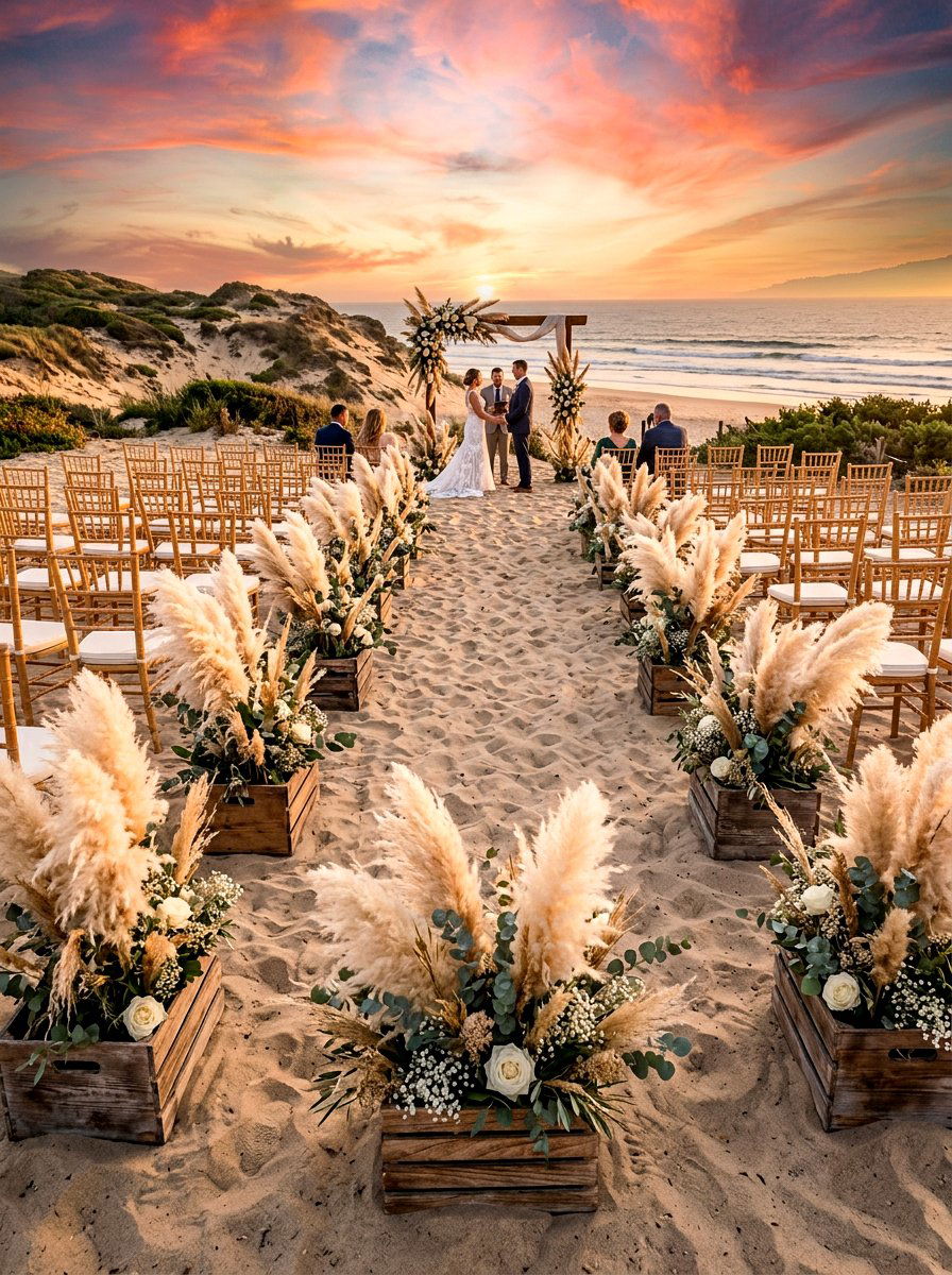 Pampas grass wedding aisle markers - 30 pampas grass decor ideas