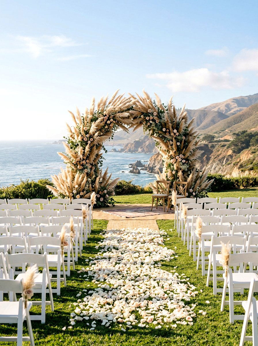 Pampas grass wedding ceremony arch - 30 pampas grass decor ideas