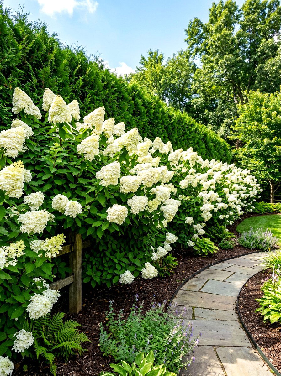Panicle Hydrangea Privacy Screen - 30 hydrangea garden border ideas