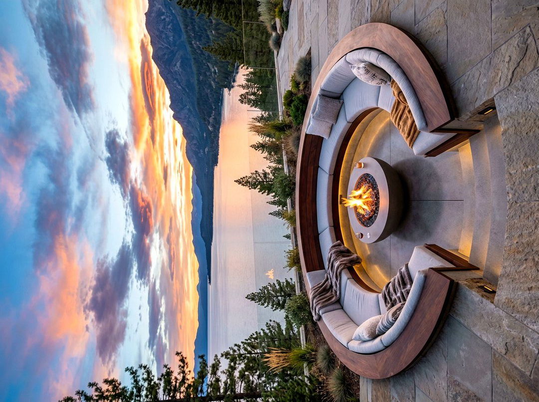 Panoramic View Fire Lounge - 30 sunken fire lounge ideas