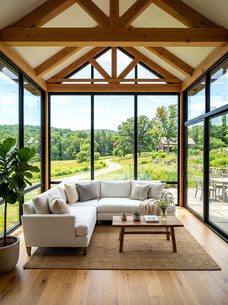 Panoramic Window Sunroom - 30 farmhouse sunroom ideas