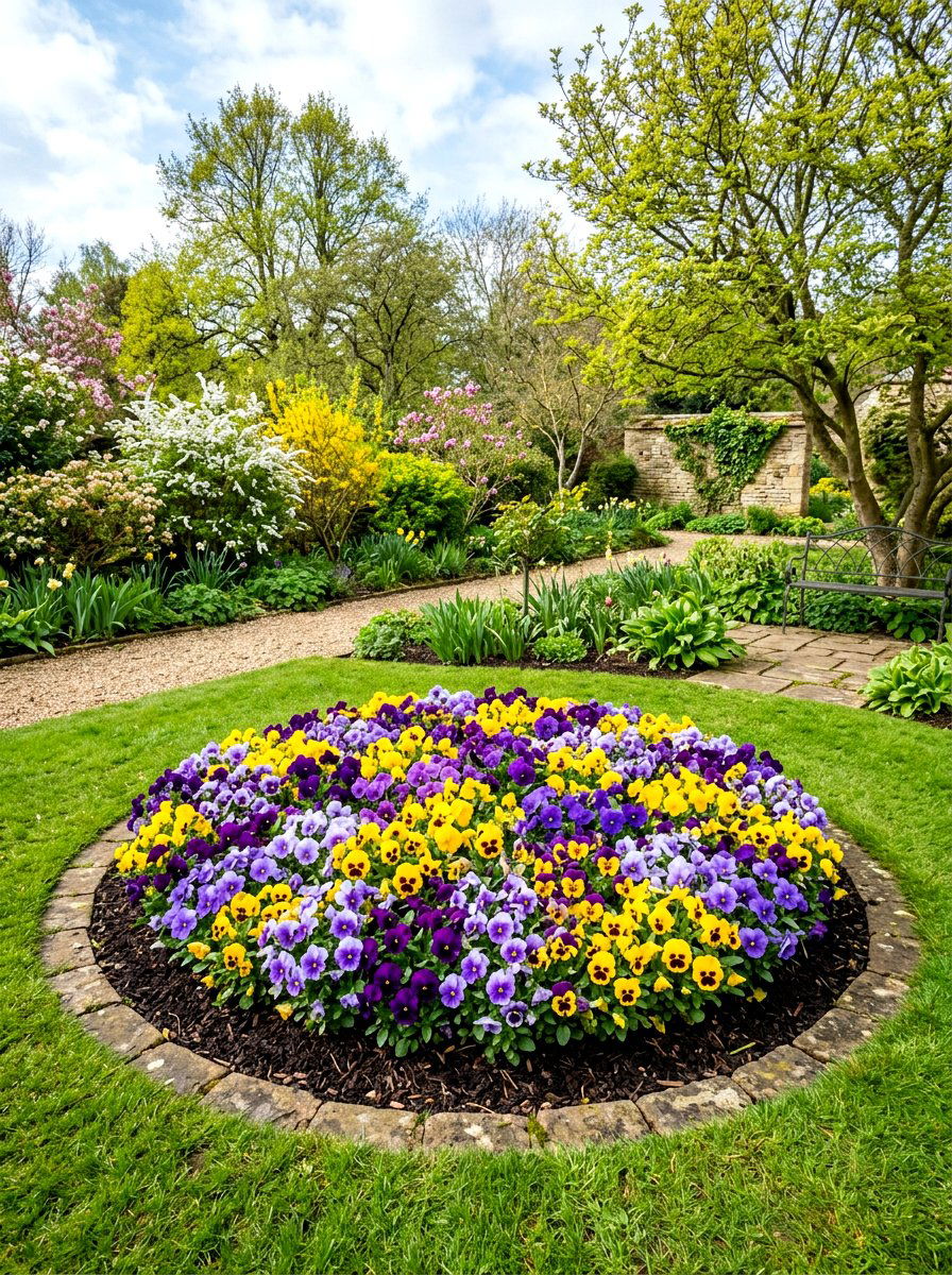 Pansies for early season color - 30 annual flower bed ideas