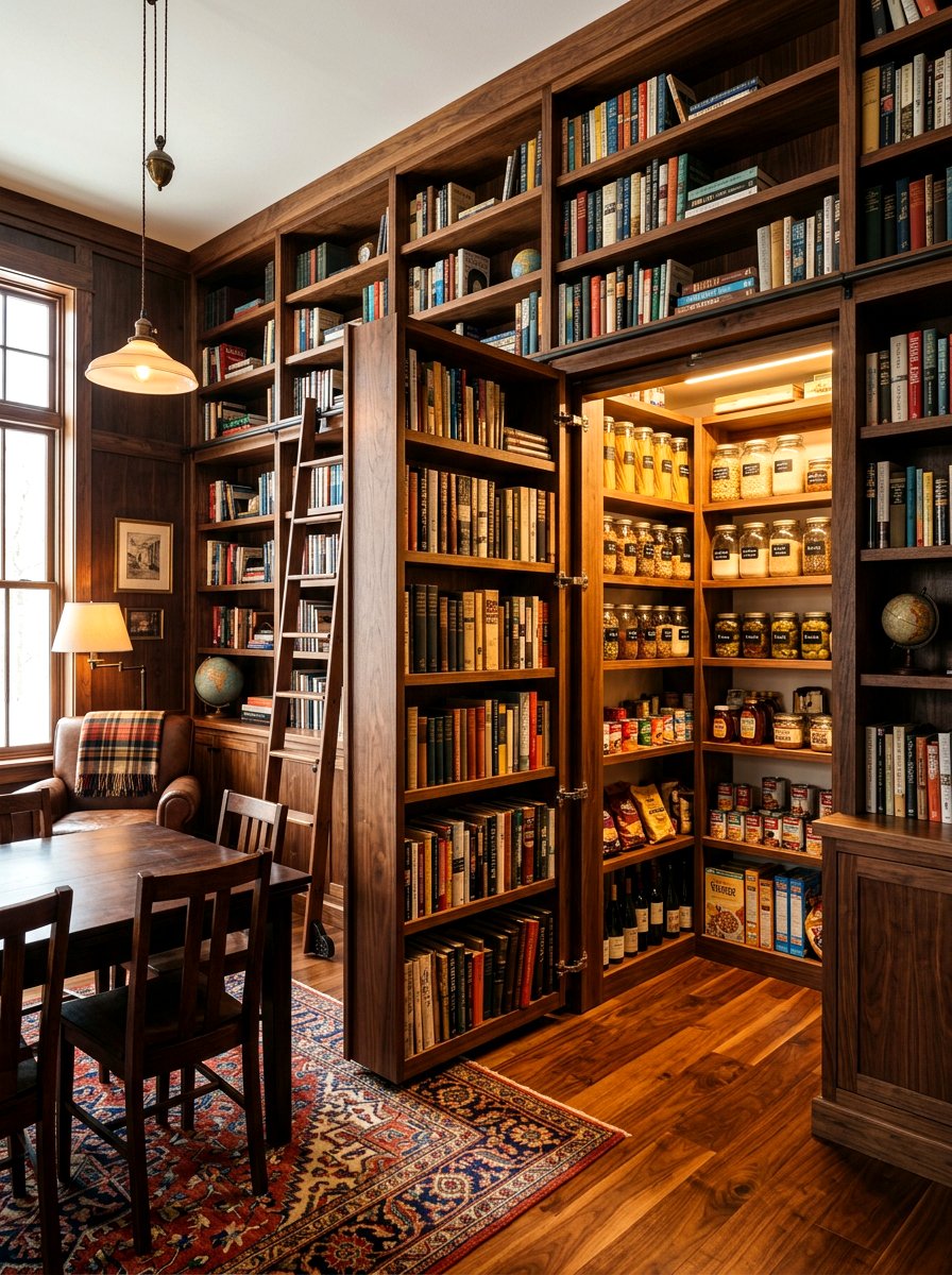 Pantry Behind Bookshelf Door - 30 hidden pantry ideas