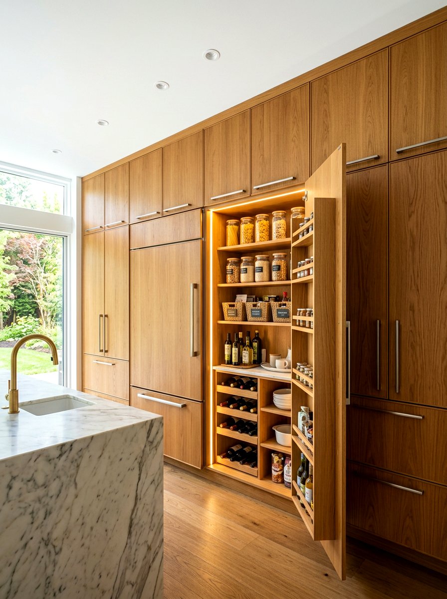 Pantry Behind Refrigerator Panel - 30 hidden pantry ideas