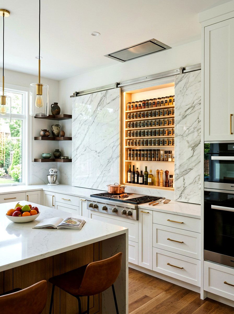 Pantry Behind Sliding Backsplash - 30 hidden pantry ideas