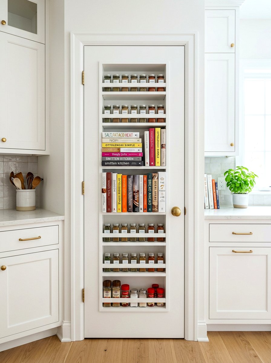 Pantry Door Shelving - 30 cookbook display kitchen ideas