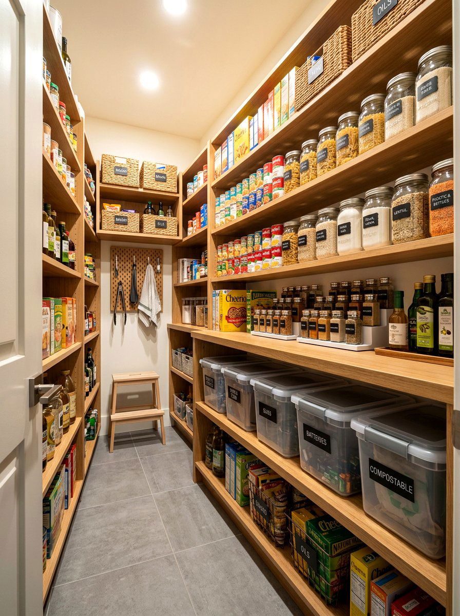 Pantry Shelf Recycling Tubs - 30 recycling station ideas