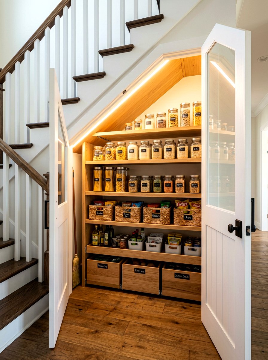 Pantry Under Stairs - 30 staircase nook ideas