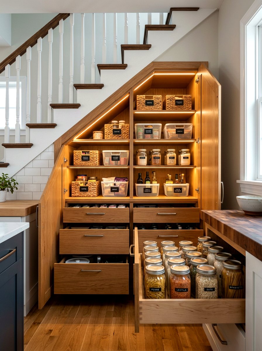 Pantry Under Stairs - 30 cozy nook under stairs ideas