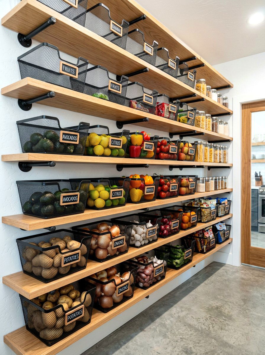 Pantry Wire Baskets - 30 corner pantry ideas