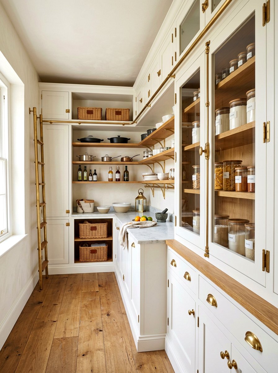 Pantry With Brass Hardware - 30 English pantry kitchen ideas