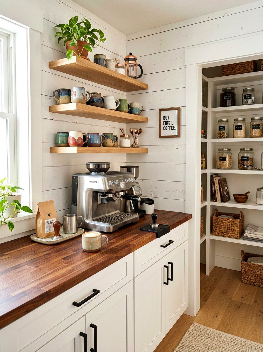 Pantry With Coffee Bar - 30 farmhouse pantry ideas