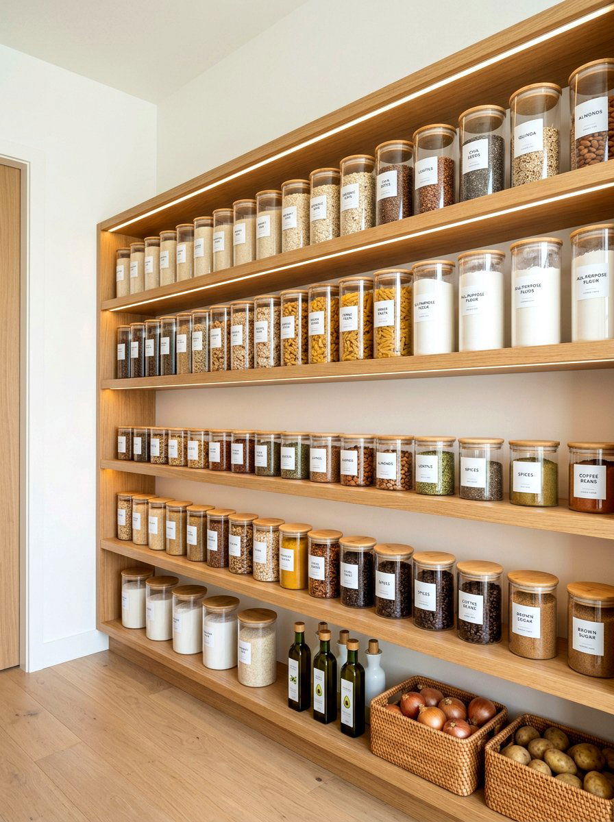 Pantry With Glass Storage Jars - 30 clean air room ideas