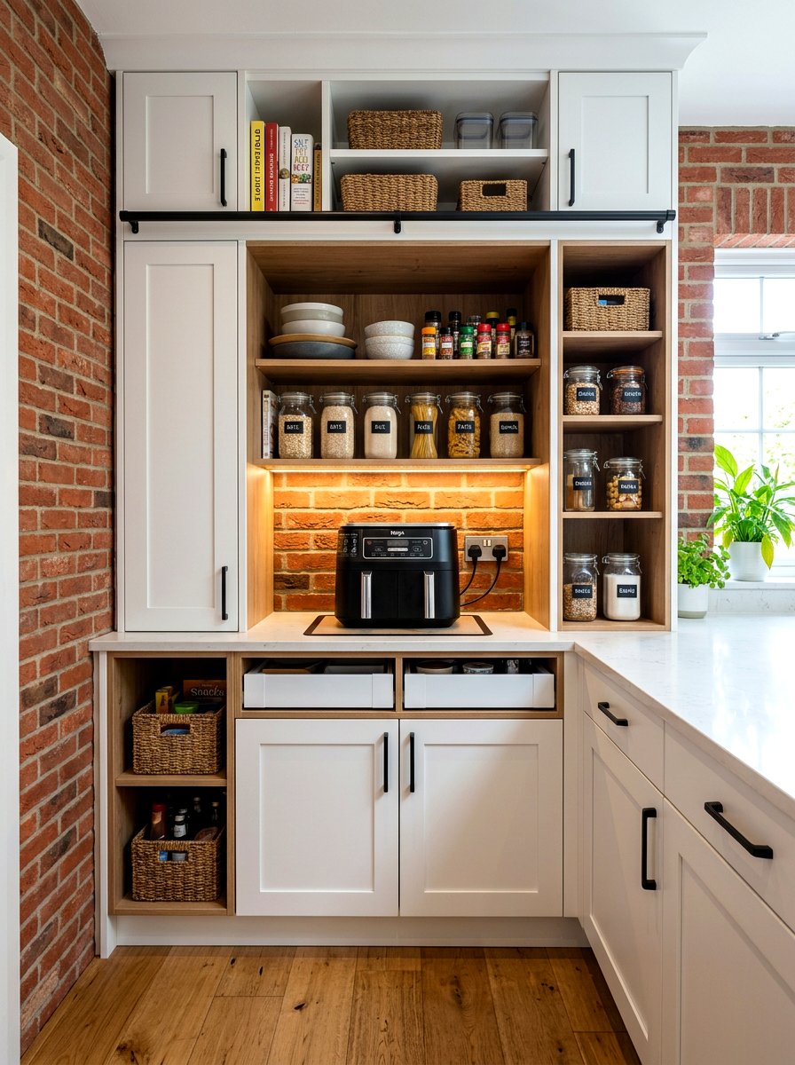 Pantry With Integrated Air Fryer - 30 appliance pantry ideas