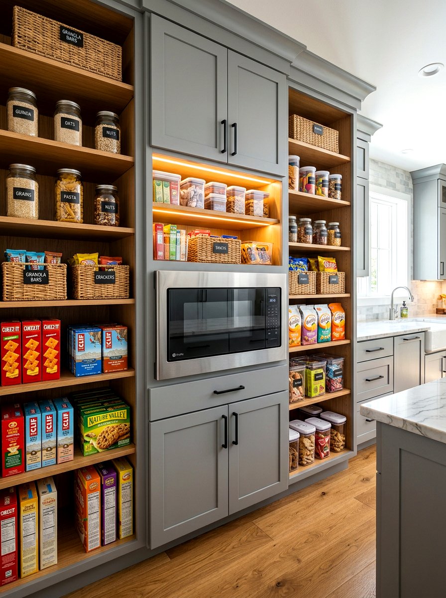 Pantry With Integrated Microwave - 30 full wall pantry cabinet ideas