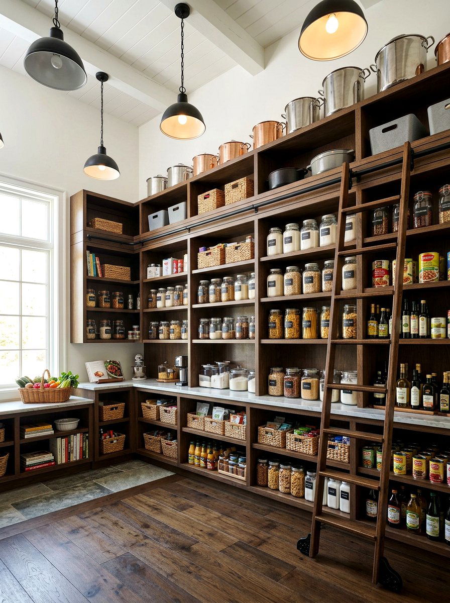 Pantry With Ladder - 30 English pantry kitchen ideas