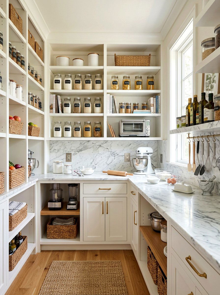 Pantry With Marble Countertop - 30 full wall pantry cabinet ideas