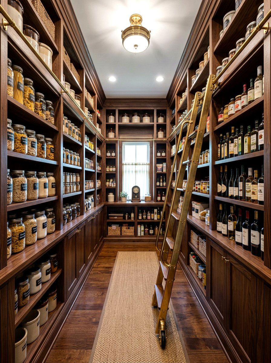Pantry With Rolling Ladder Access - 30 pantry scullery combo ideas