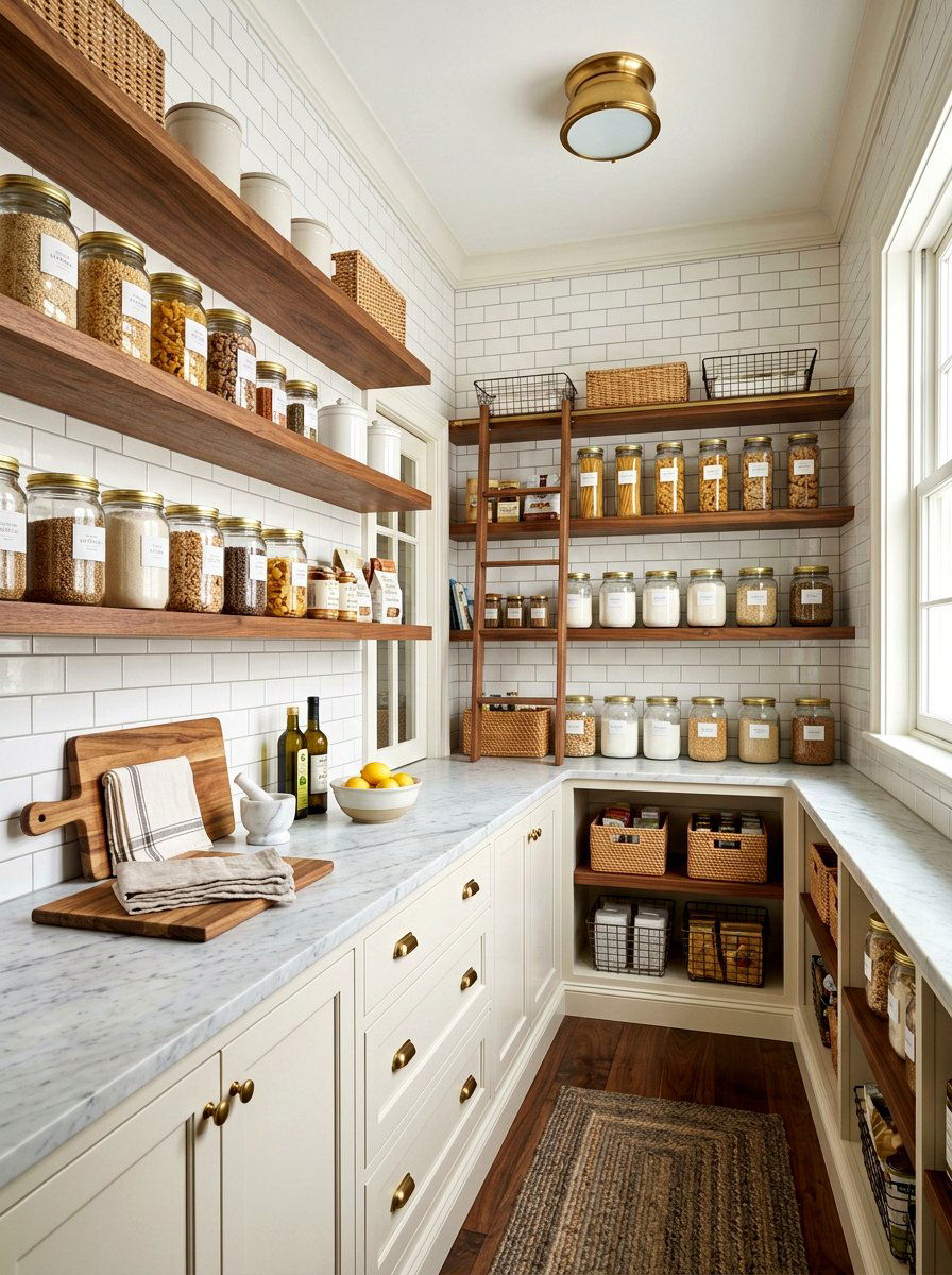 Pantry With Subway Tile - 30 Nancy Meyers pantry ideas