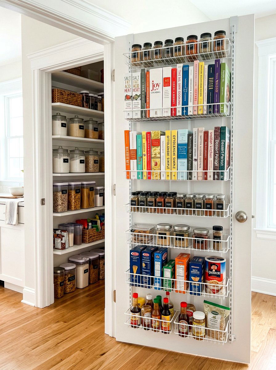 Pantry door rack - 30 cookbook shelf kitchen ideas