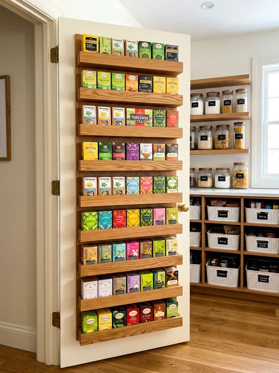 Pantry door tea organizer - 30 hidden tea pantry ideas