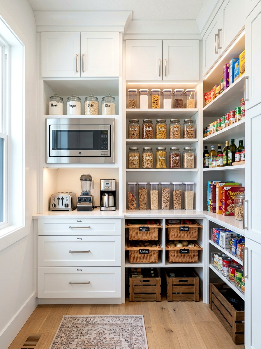 Pantry with microwave - 30 back kitchen pantry ideas