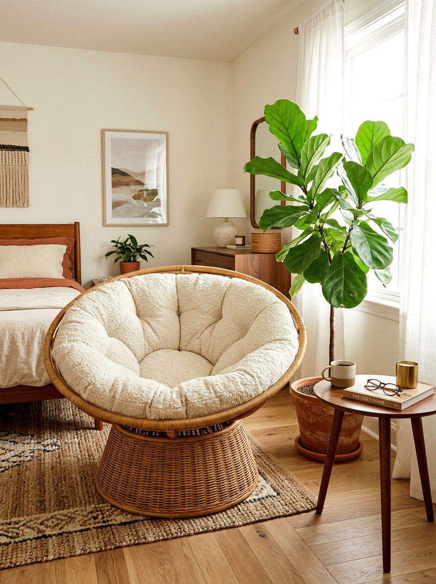 Papasan Chair - 30 guest room reading corner ideas