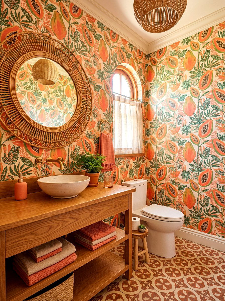 30 Fruit Wallpaper Powder Room Ideas: Add Color to Your Bathroom