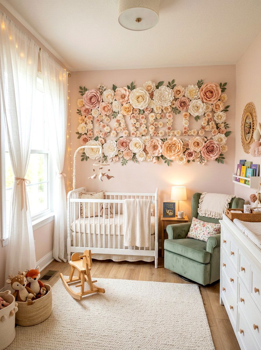 Paper Flower Name - 30 nursery name wall ideas