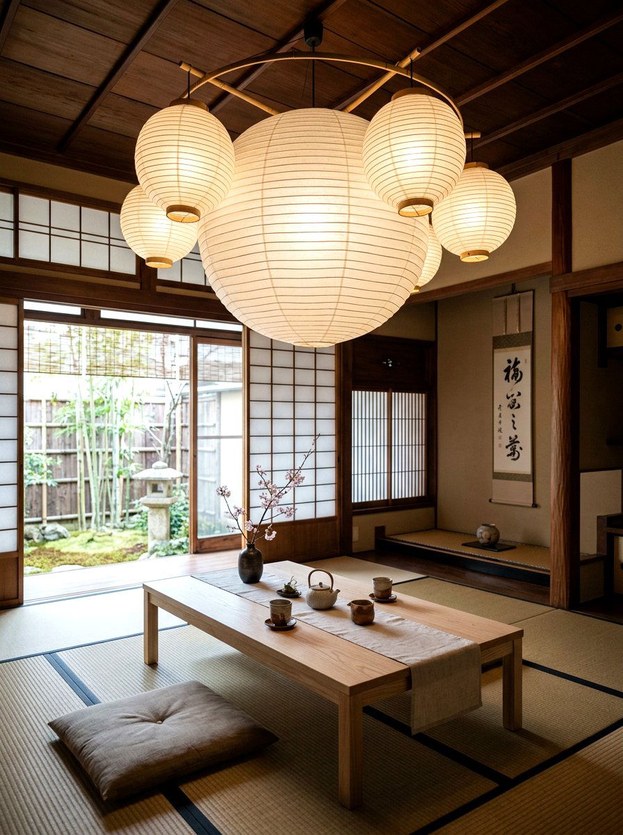 Paper Lantern Chandelier - 30 dining room chandelier ideas