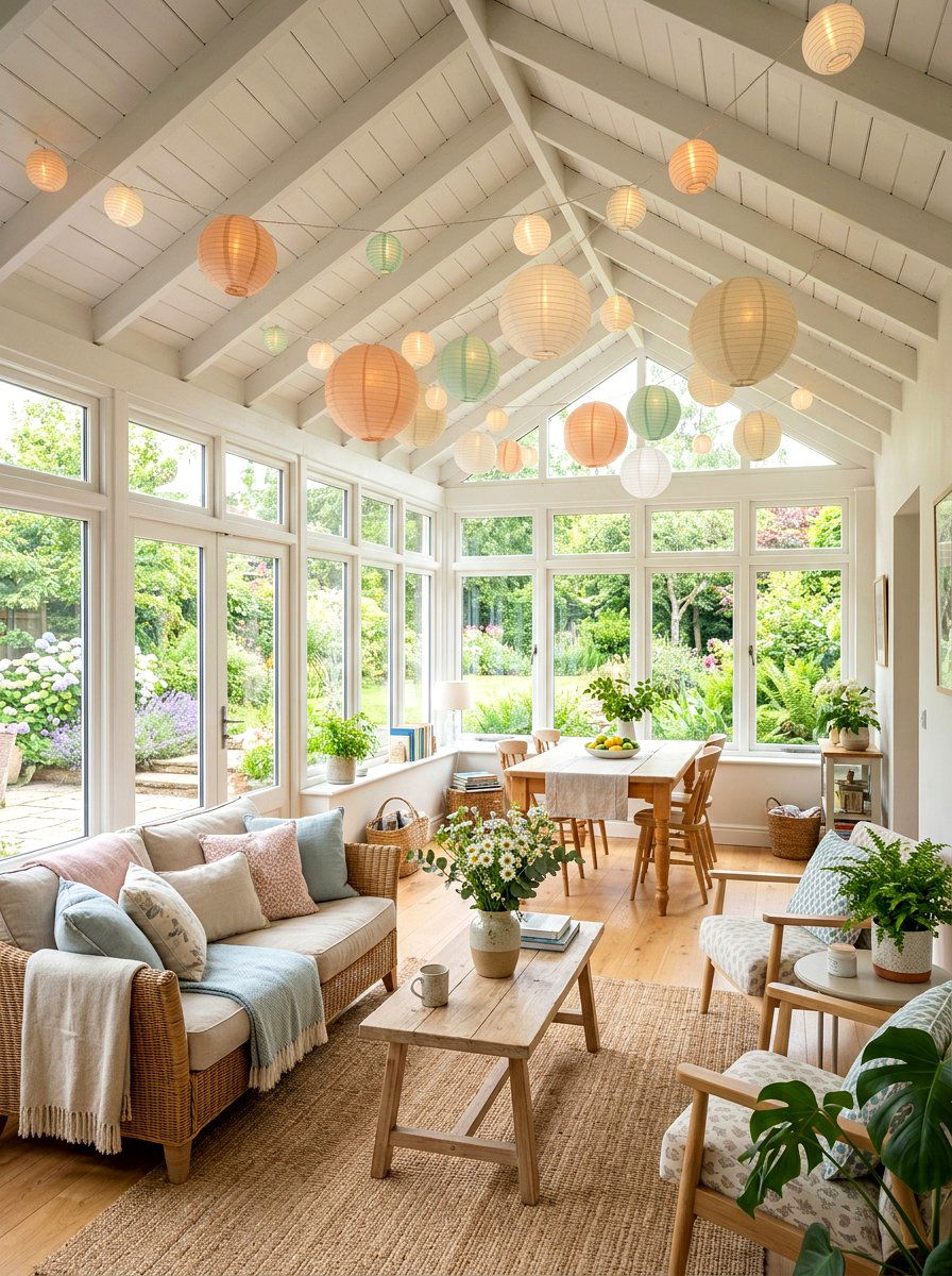 Paper Lantern Cord - 30 sunroom lighting ideas