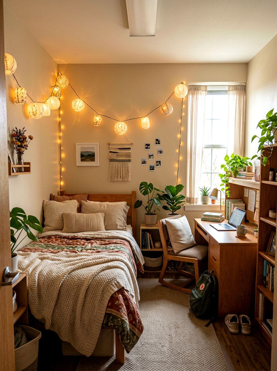 Paper Lantern String Lights - 30 dorm wall decor ideas