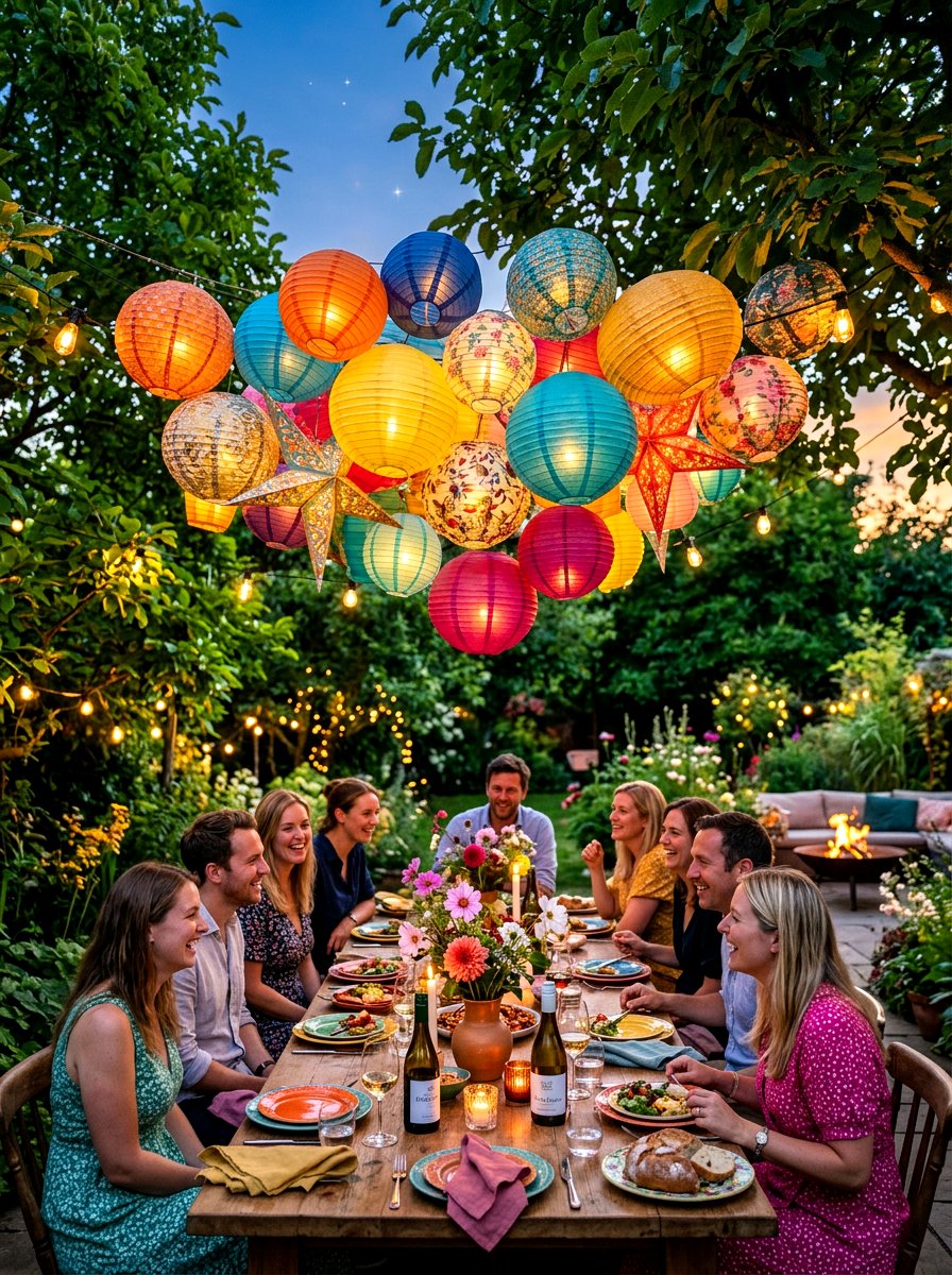 Paper lantern cluster - 30 summer table centerpiece ideas