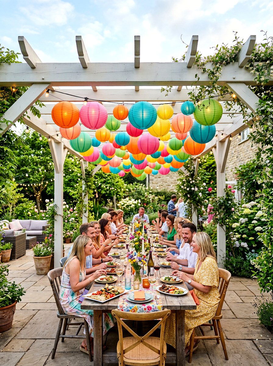 Paper lantern cluster - 30 lantern patio cluster ideas