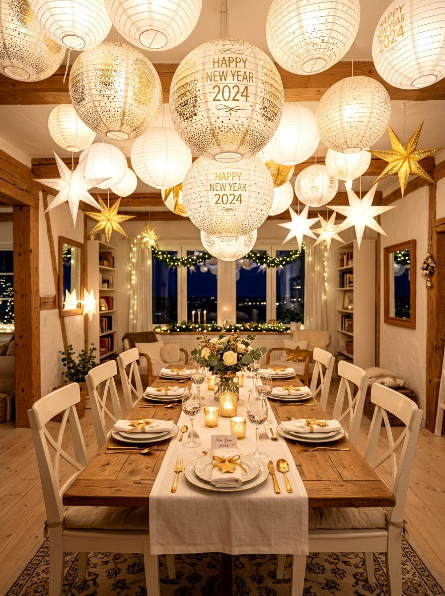 Paper lantern dining room - 30 New Year dining room ideas