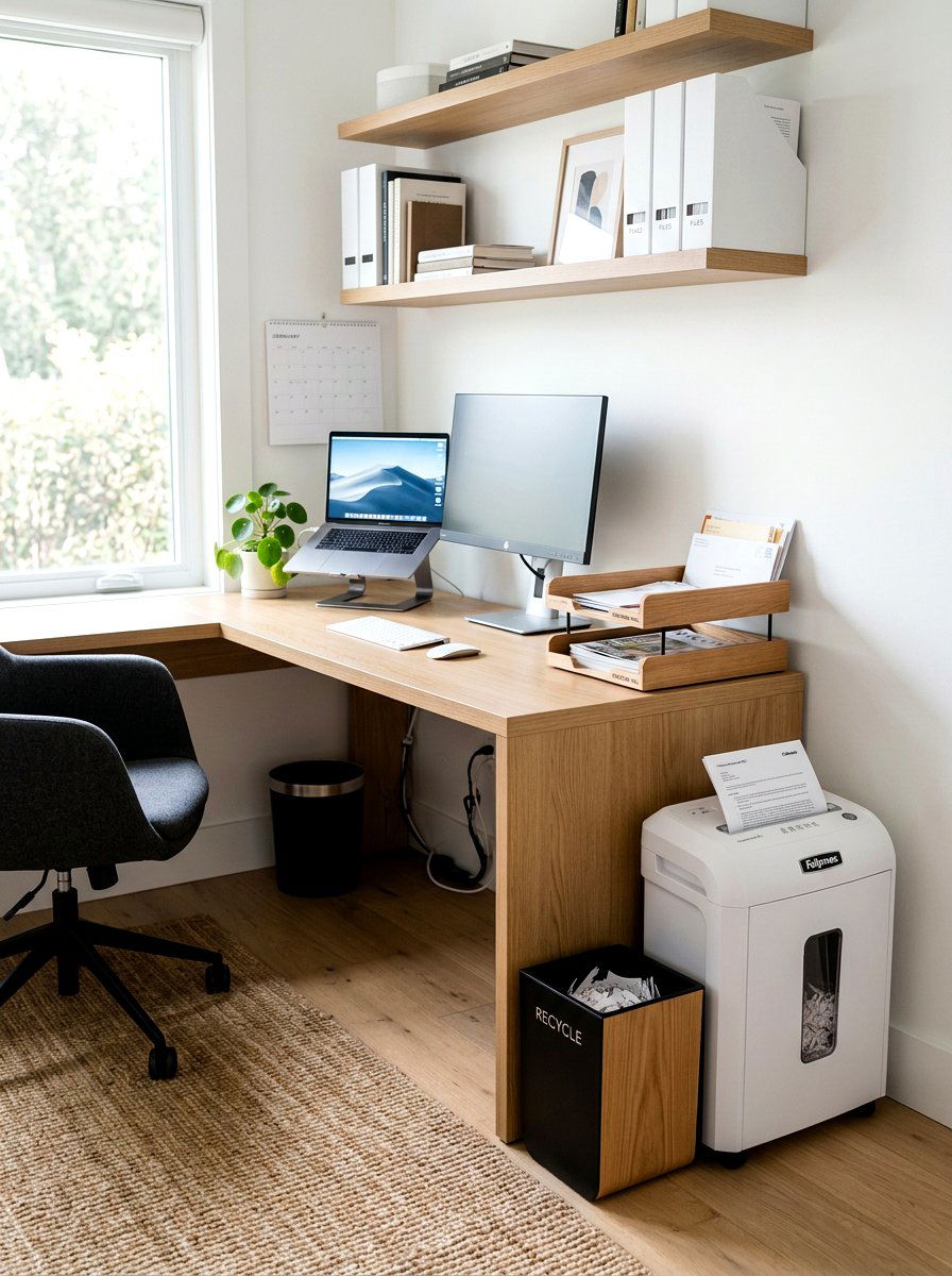 Paper shredding station - 30 paper clutter organization ideas