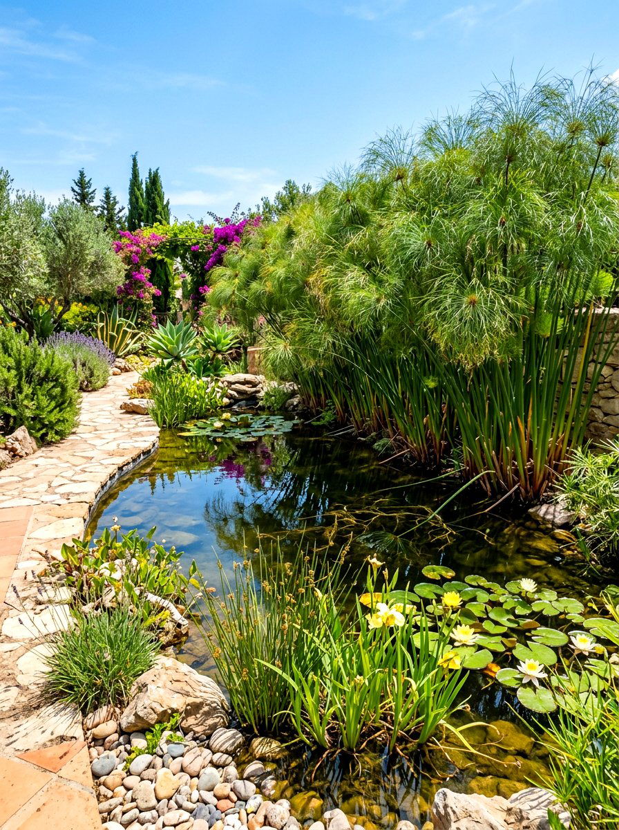 Papyrus Pond Edge Planting - 30 pond edge planting ideas