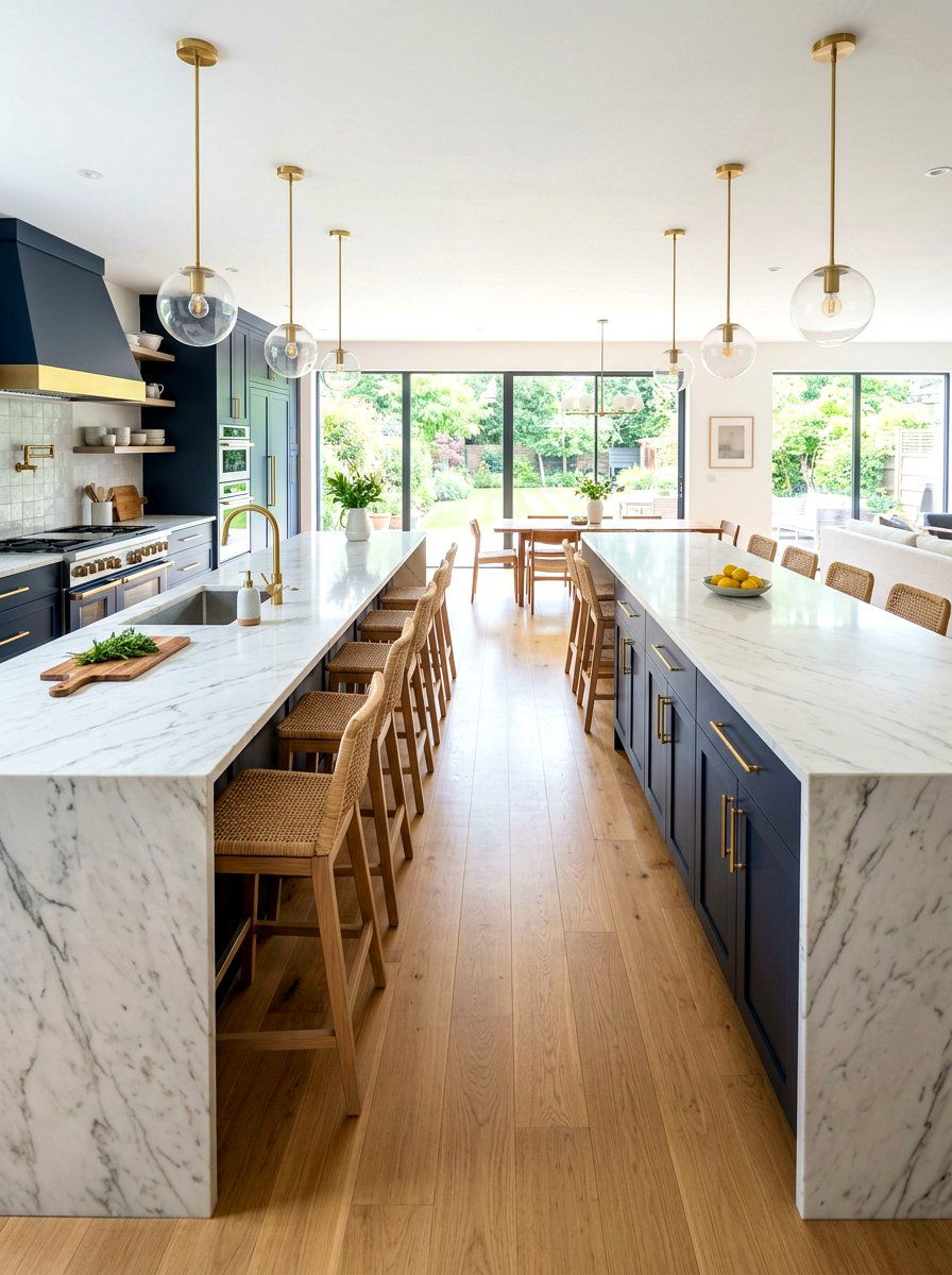Parallel kitchen islands - 30 double island kitchen ideas