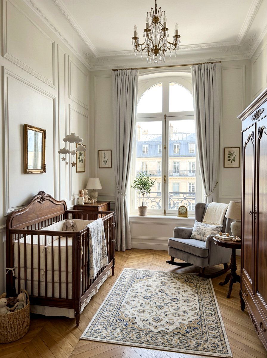 Parisian Chic Paneled Wall Nursery - 30 French nursery decor ideas